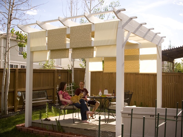 painted hem-fir pergola